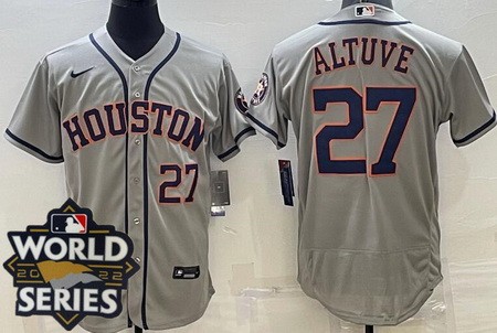 Men's Houston Astros #27 Jose Altuve Gray 2022 World Series Authentic Jersey