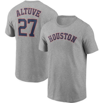 Men's Houston Astros #27 Jose Altuve Gray Printed T Shirt 112225
