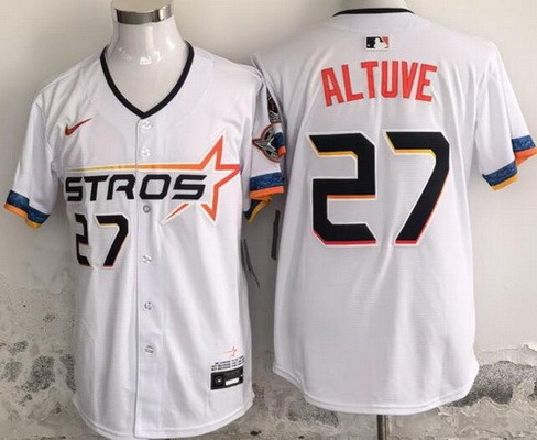 Men's Houston Astros #27 Jose Altuve White 2025 City Connect Limited Jersey