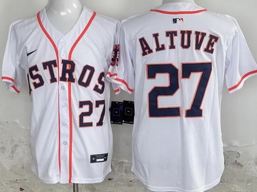 Men's Houston Astros #27 Jose Altuve White Limited Jersey