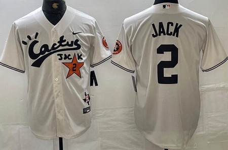 Men's Houston Astros #2 Cactus Jack Cream Cool Base Jersey