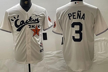 Men's Houston Astros #3 Jeremy Pena Cream Cactus Jack Cool Base Jersey