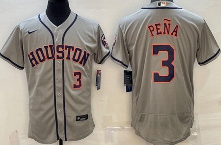Men's Houston Astros #3 Jeremy Pena Gray Authentic Jersey