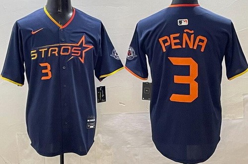 Men's Houston Astros #3 Jeremy Pena Navy 2025 City Connect Limited Jersey
