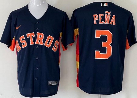 Men's Houston Astros #3 Jeremy Pena Navy Cool Base Jersey