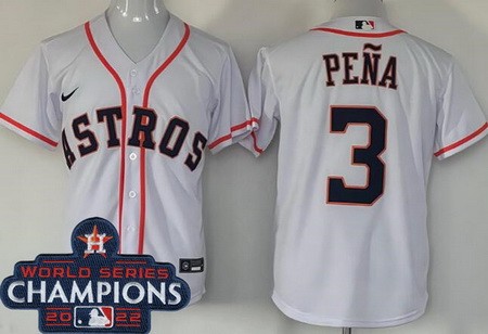 Men's Houston Astros #3 Jeremy Pena White 2022 World Series Champions Cool Base Jersey