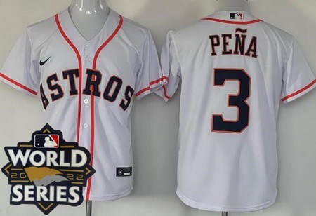 Men's Houston Astros #3 Jeremy Pena White 2022 World Series Cool Base Jersey