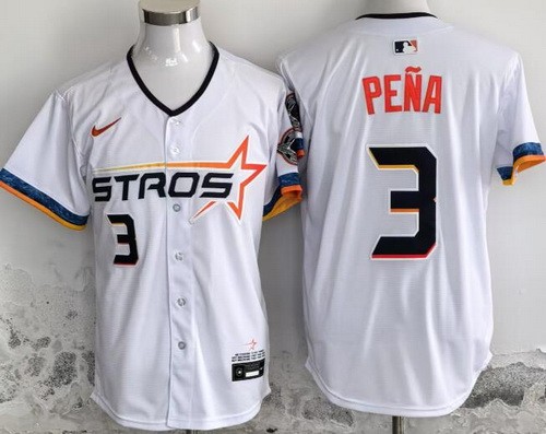 Men's Houston Astros #3 Jeremy Pena White 2025 City Connect Limited Jersey