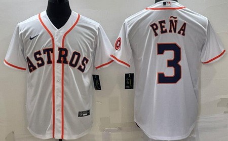 Men's Houston Astros #3 Jeremy Pena White Team Logo Cool Base Jersey