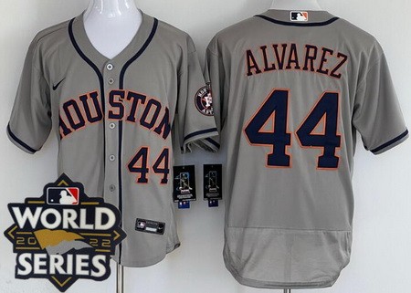 Men's Houston Astros #44 Yordan Alvarez Gray 2022 World Series Authentic Jersey