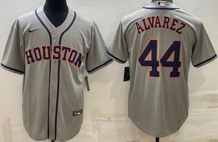 Men's Houston Astros #44 Yordan Alvarez Gray Cool Base Jersey