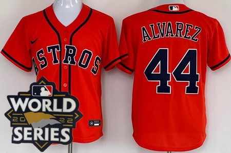 Men's Houston Astros #44 Yordan Alvarez Orange 2022 World Series Cool Base Jersey
