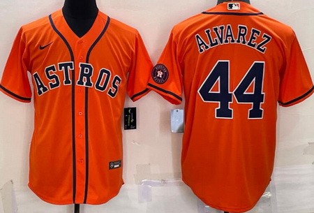 Men's Houston Astros #44 Yordan Alvarez Orange Team Logo Cool Base Jersey