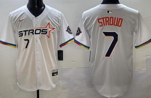 Men's Houston Astros #7 CJ Stroud White 2025 City Connect Limited Jersey