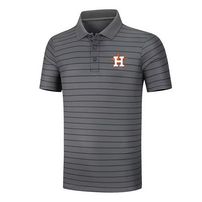 Men's Houston Astros Anthracite Collection Striped Performance Pique Polo
