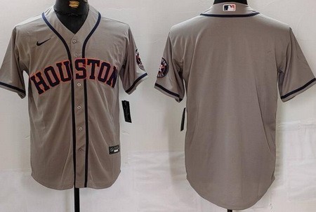 Men's Houston Astros Blank Gray Team Logo Cool Base Jersey