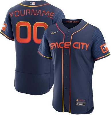 Men's Houston Astros Customized Navy 2022 City Connect Authentic Jersey