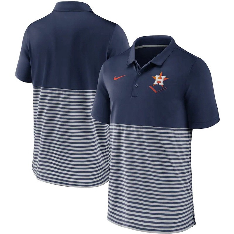 Men's Houston Astros Navy Stripes Patchwork Polo
