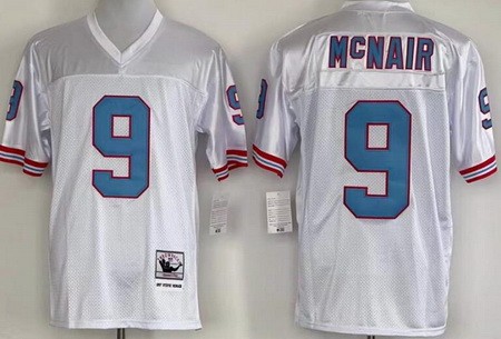 Men's Houston Oilers #9 Steve McNair White Throwback Jersey
