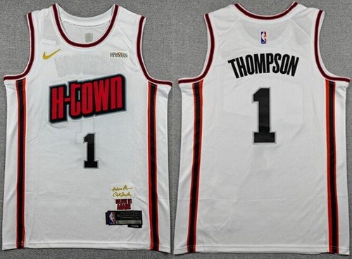 Men's Houston Rockets #1 Amen Thompson White 2024 City Swingman Jersey