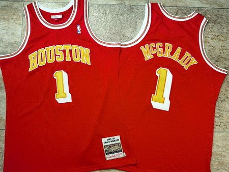 Men's Houston Rockets #1 Tracy Mcgrady Red 2004 Throwback Authentic Jersey