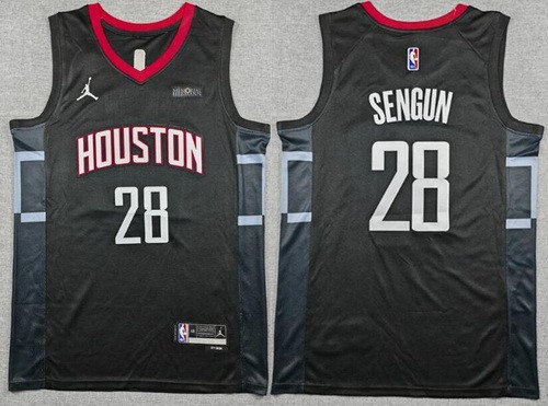 Men's Houston Rockets #28 Alperen Sengun Black Statement Sponsor Swingman Jersey