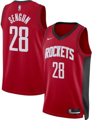 Men's Houston Rockets #28 Alperen Sengun Red Heat Press Jersey