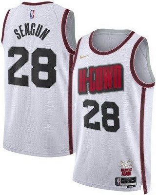 Men's Houston Rockets #28 Alperen Sengun White 2024 City Heat Press Jersey