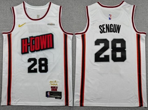 Men's Houston Rockets #28 Alperen Sengun White 2024 City Sponsor Swingman Jersey