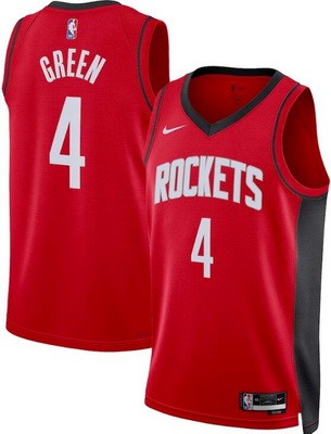 Men's Houston Rockets #4 Jalen Green Red Heat Press Jersey