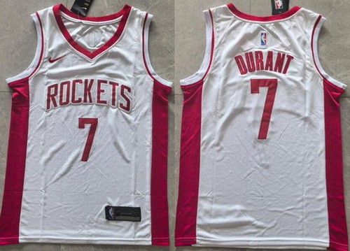 Men's Houston Rockets #7 Kevin Durant White Swingman Jersey