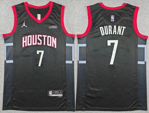 Men's Houston Rockets #7 evin Durant Black Statement Sponsor Swingman Jersey