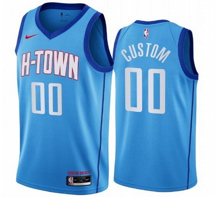 Men's Houston Rockets Custom Blue 2021 City Icon Hot Press Jersey