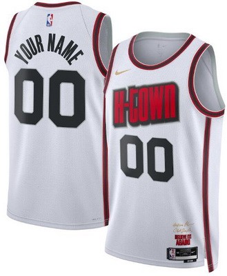 Men's Houston Rockets Custom White 2024 City Heat Press Jersey