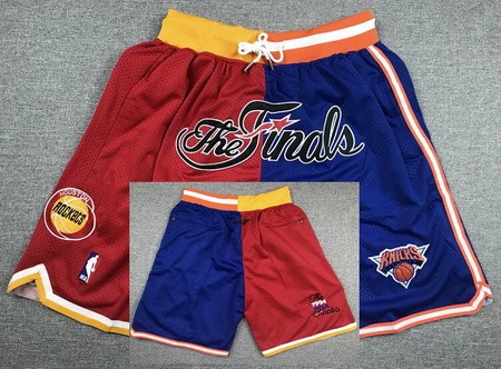 Men's Houston Rockets New York Knicks Red Blue 1994 Finals Just Don Shorts