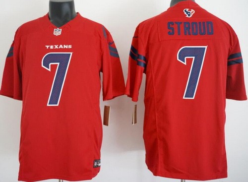 Men's Houston Texans #7 CJ Stroud White Limited Red 2024 FUSE Vapor Jersey