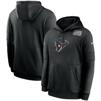 Men's Houston Texans Black Crucial Catch Sideline Performance Pullover Hoodie