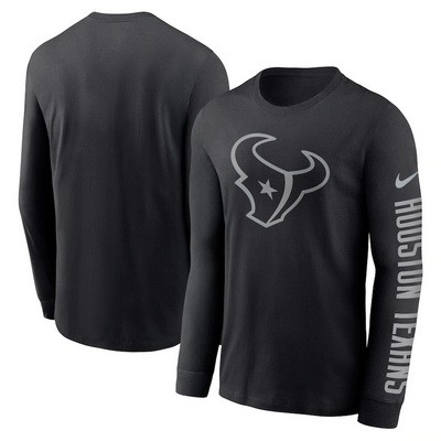 Men's Houston Texans Black RFLCTV Long Sleeve T Shirt