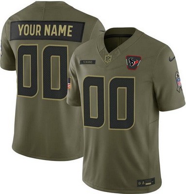 Men's Houston Texans Custom Limited Green 2025 Salute To Service Jersey