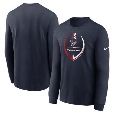 Men's Houston Texans Navy Icon Legend Logo Performance Long Sleeve T Shirt