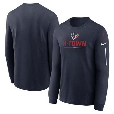 Men's Houston Texans Navy Team Slogan Long Sleeve T Shirt