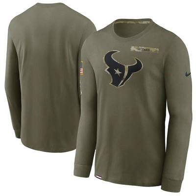 Men's Houston Texans Olive 2021 Salute To Service Performance Long Sleeve T-Shirt