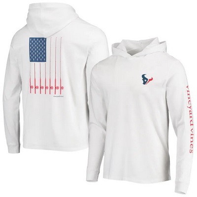 Men's Houston Texans White Vineyard Vines Hoodie Long Sleeve T Shirt