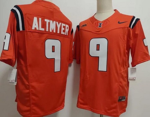 Men's Illinois Fighting Illini #9 Luke Altmyer Limited Orange College Football Jersey