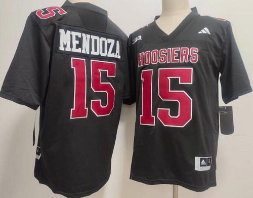 Men's Indiana Hoosiers #15 Fernando Mendoza Black Alternate College Football Jersey