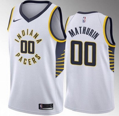 Men's Indiana Pacers #00 Bennedict Mathurin White Icon Heat Press Jersey