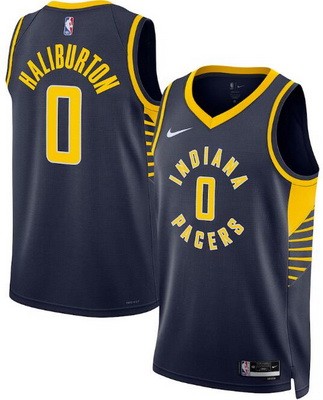 Men's Indiana Pacers #0 Tyrese Haliburton Navy Heat Press Jersey