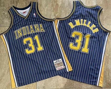 Men's Indiana Pacers #31 Reggie Miller Navy 1994 Throwback Authentic Jersey