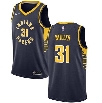 Men's Indiana Pacers #31 Reggie Miller Navy Icon Hot Press Jersey