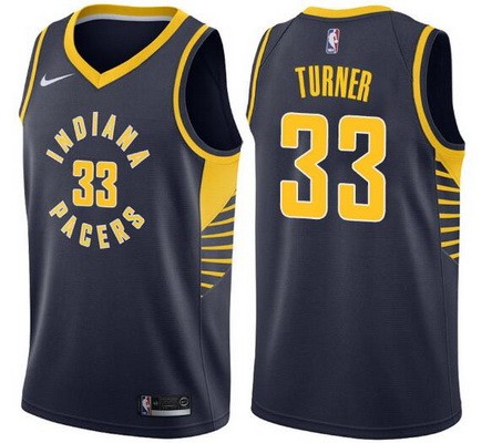 Men's Indiana Pacers #33 Myles Turner Navy Icon Hot Press Jersey